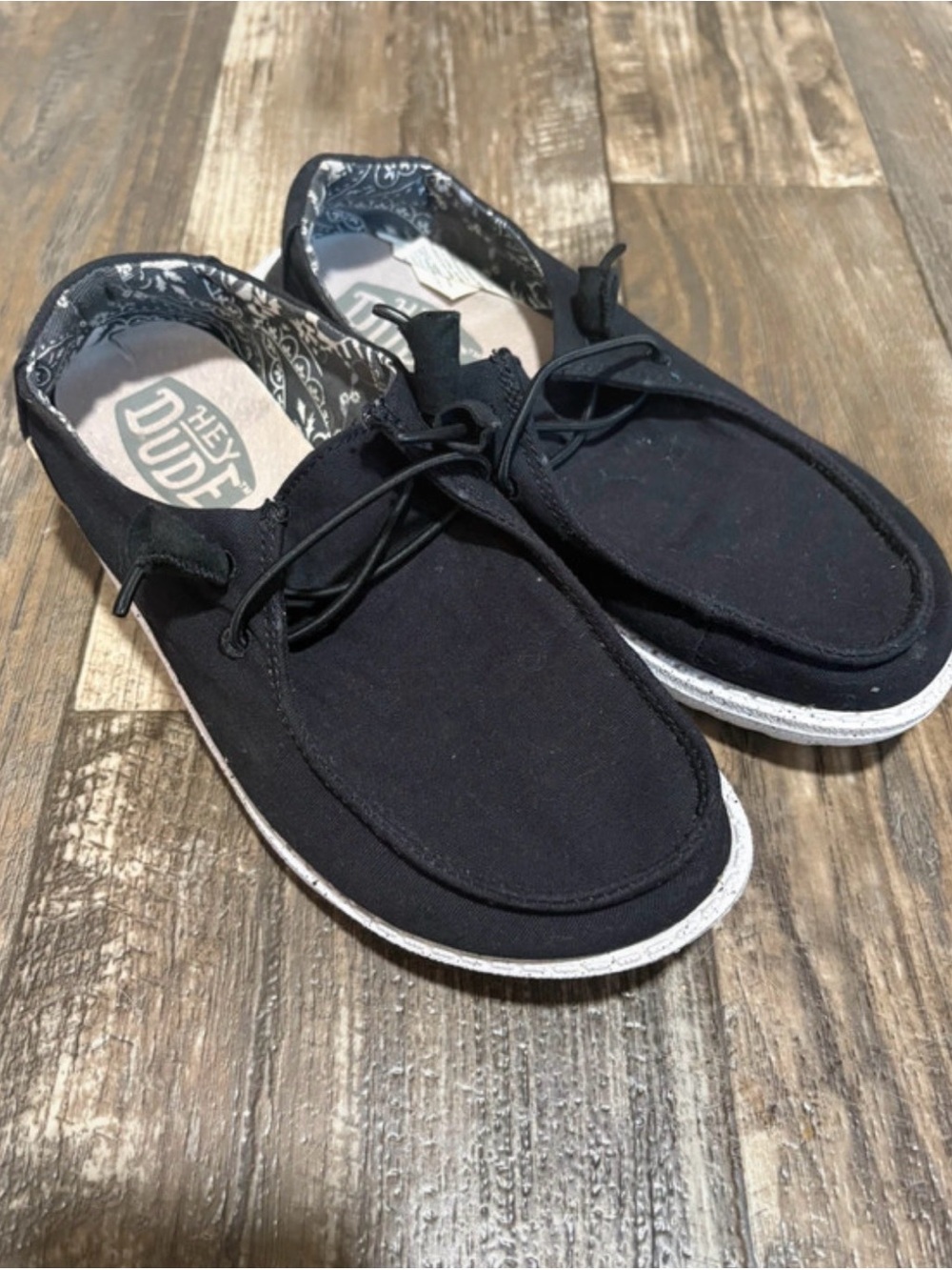 Hey Dude Women’s Black Canvas Casual Lace-Up Shoes